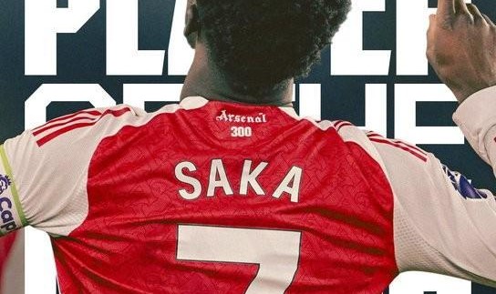 开云体育-打入全场唯一进球，萨卡当选与布莱顿一役阿森纳队内最佳球员